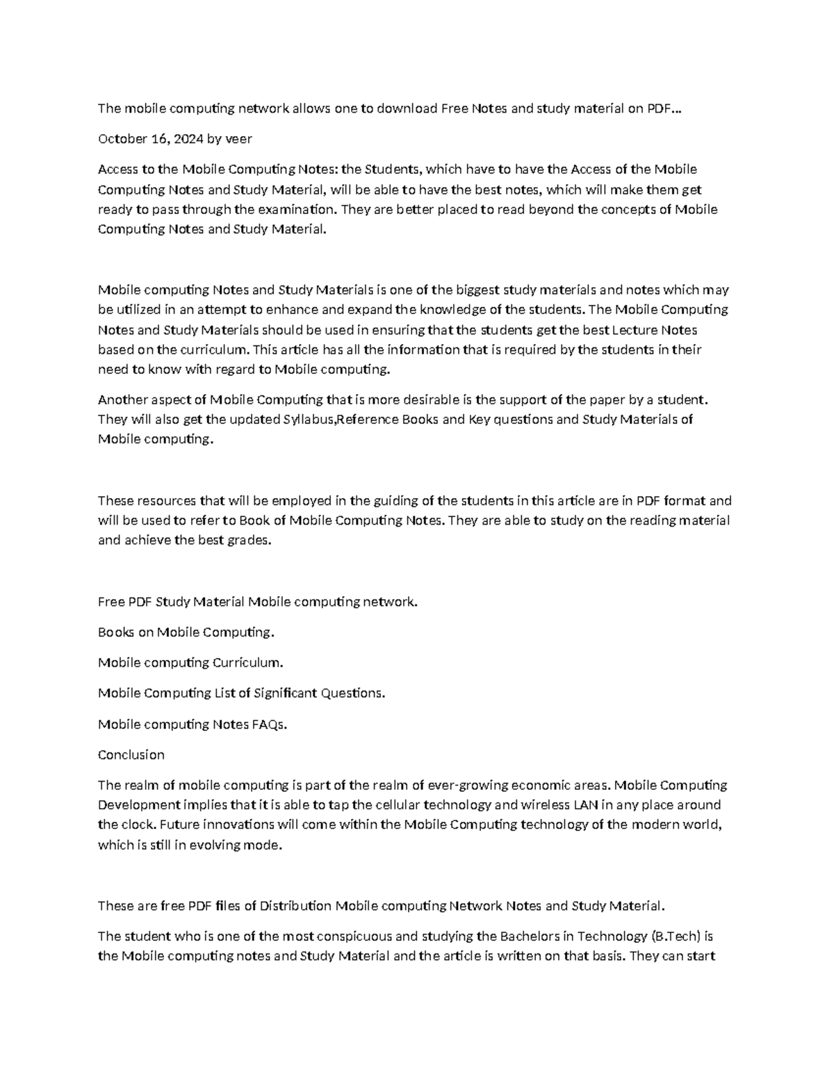Mobile Computing Notes & Study Material for B.Tech (LESS7) - Studocu
