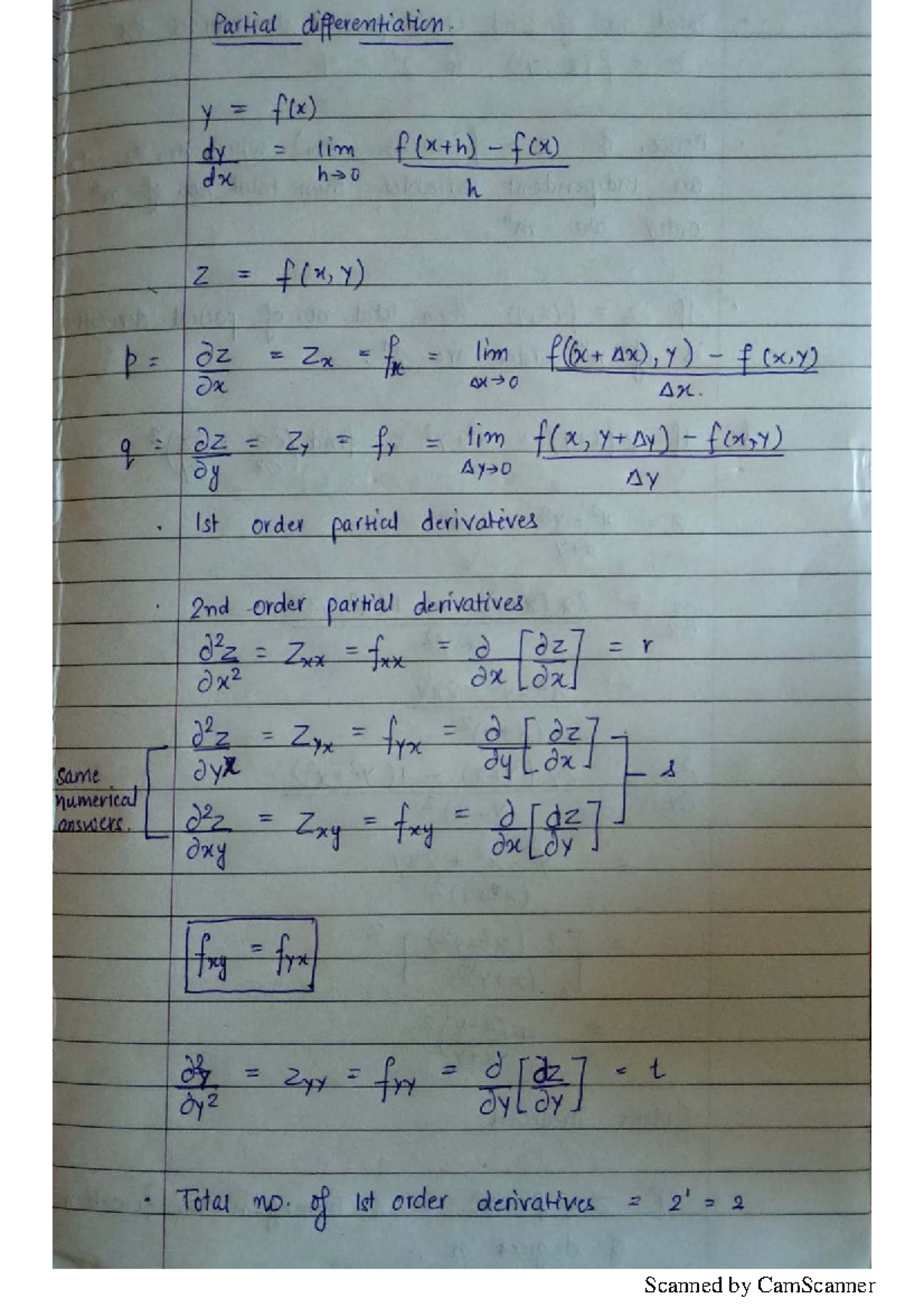 Partial Derivatives Notes for Math 101: Concepts & Examples - Studocu