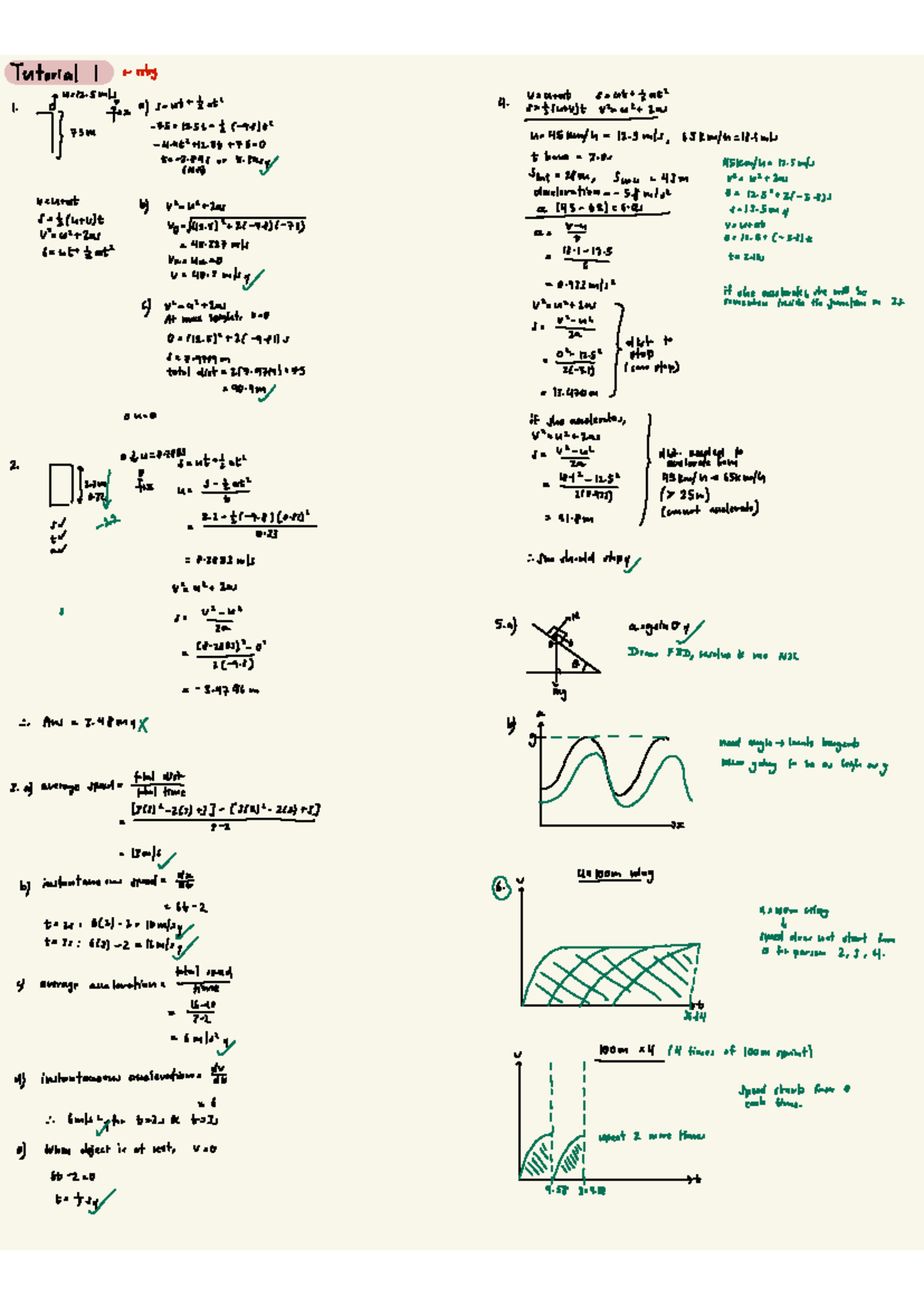 Physics Tutorial 1: Motion and Acceleration Concepts - Studocu