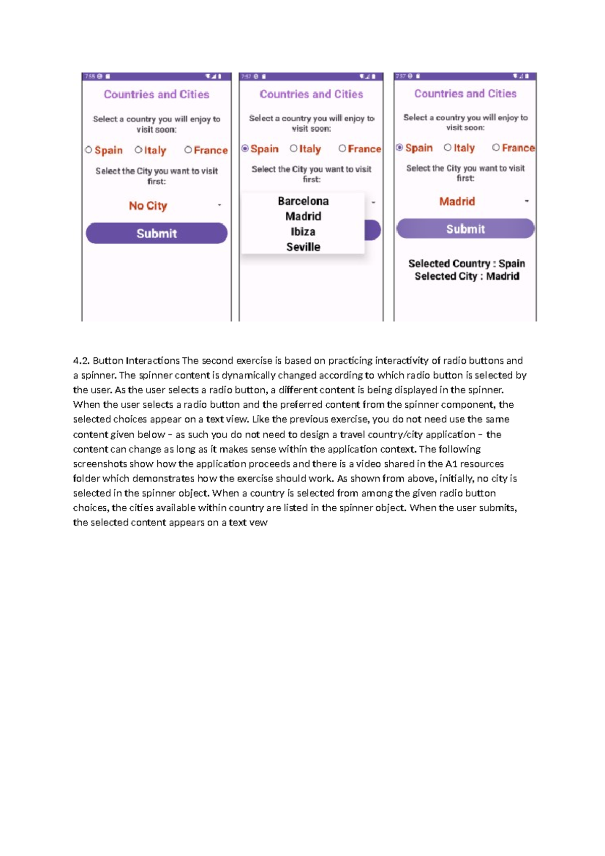 CS101: Button Interactions and Dynamic Spinner Content Explanation ...