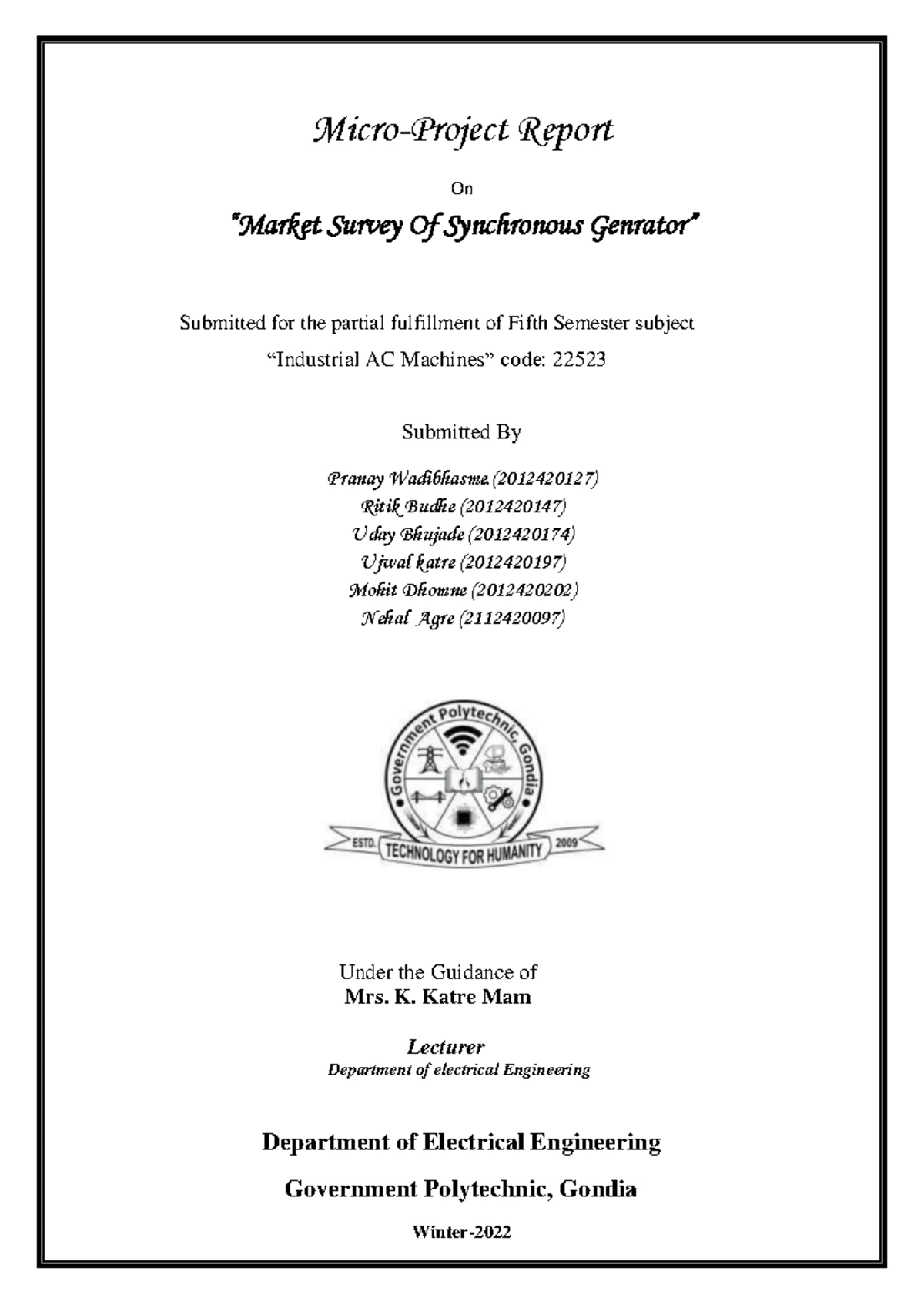 EDE Final Micro Project - A Micro Project Report On GOVERNMENT SCHEME ...