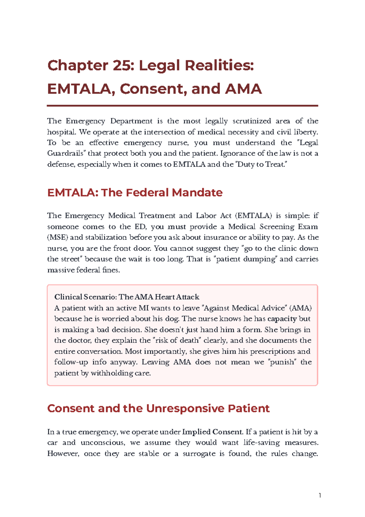 Chapter 25: Legal Realities of EMTALA, Consent, and AMA in ED - Studocu