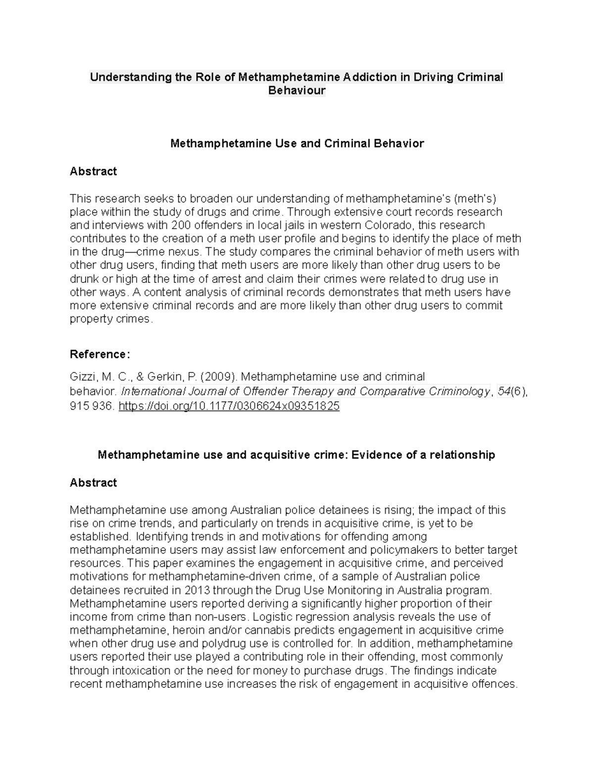 RRL: Methamphetamine Addiction's Role in Criminal Behavior Analysis ...