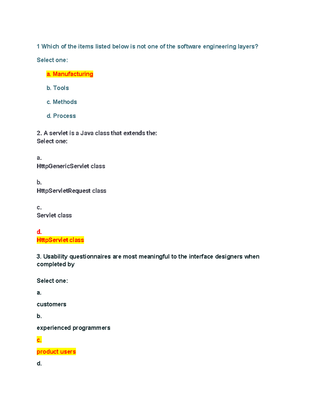 Pretest Questions for Software Engineering Concepts (CS101) - Studocu