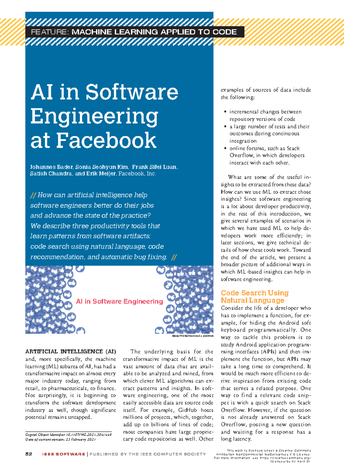 AI in Software Engineering at Facebook - 52 I E E E S O F T W A R E | P ...