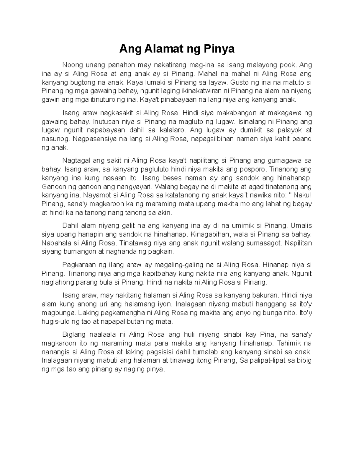 Mga Alamat at Pabula ng Pilipinas: Isang Pagsasalaysay - Studocu