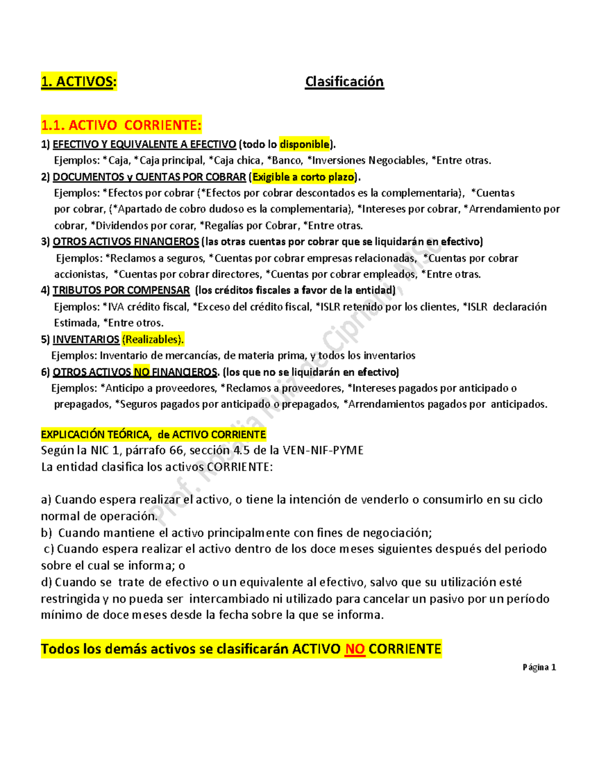 Clasificación de Activos Corrientes y No Corrientes - Contabilidad ...