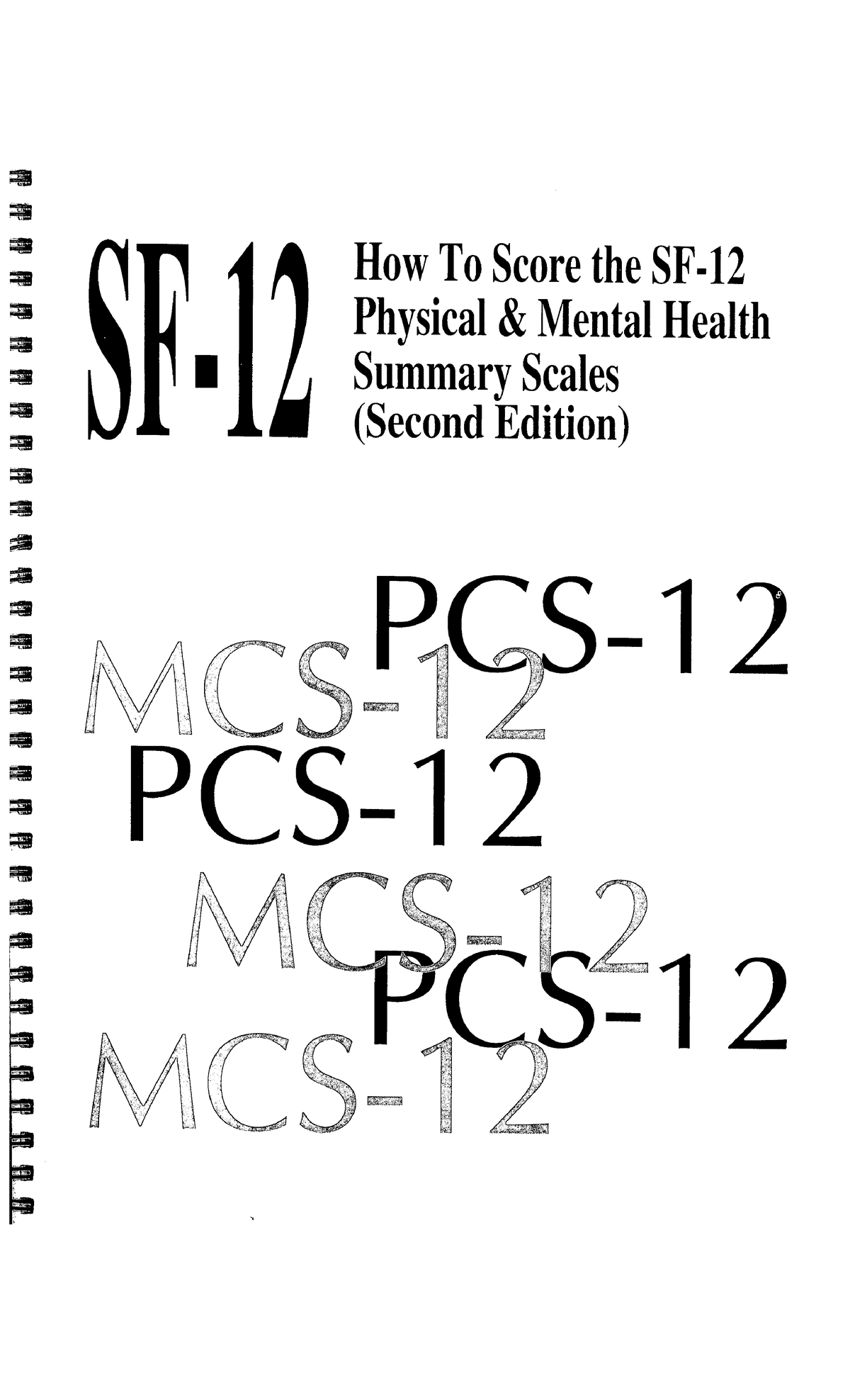 How to Score SF-12 Physical & Mental Health Summary Scales (1996) - Studocu