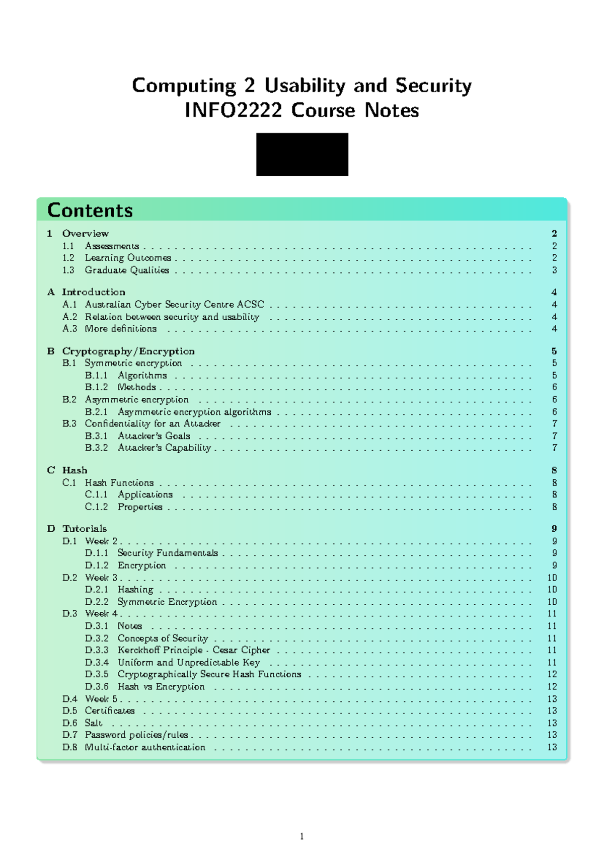 INFO2222 Course Notes: Weeks 1-3 on Usability & Security Concepts - Studocu