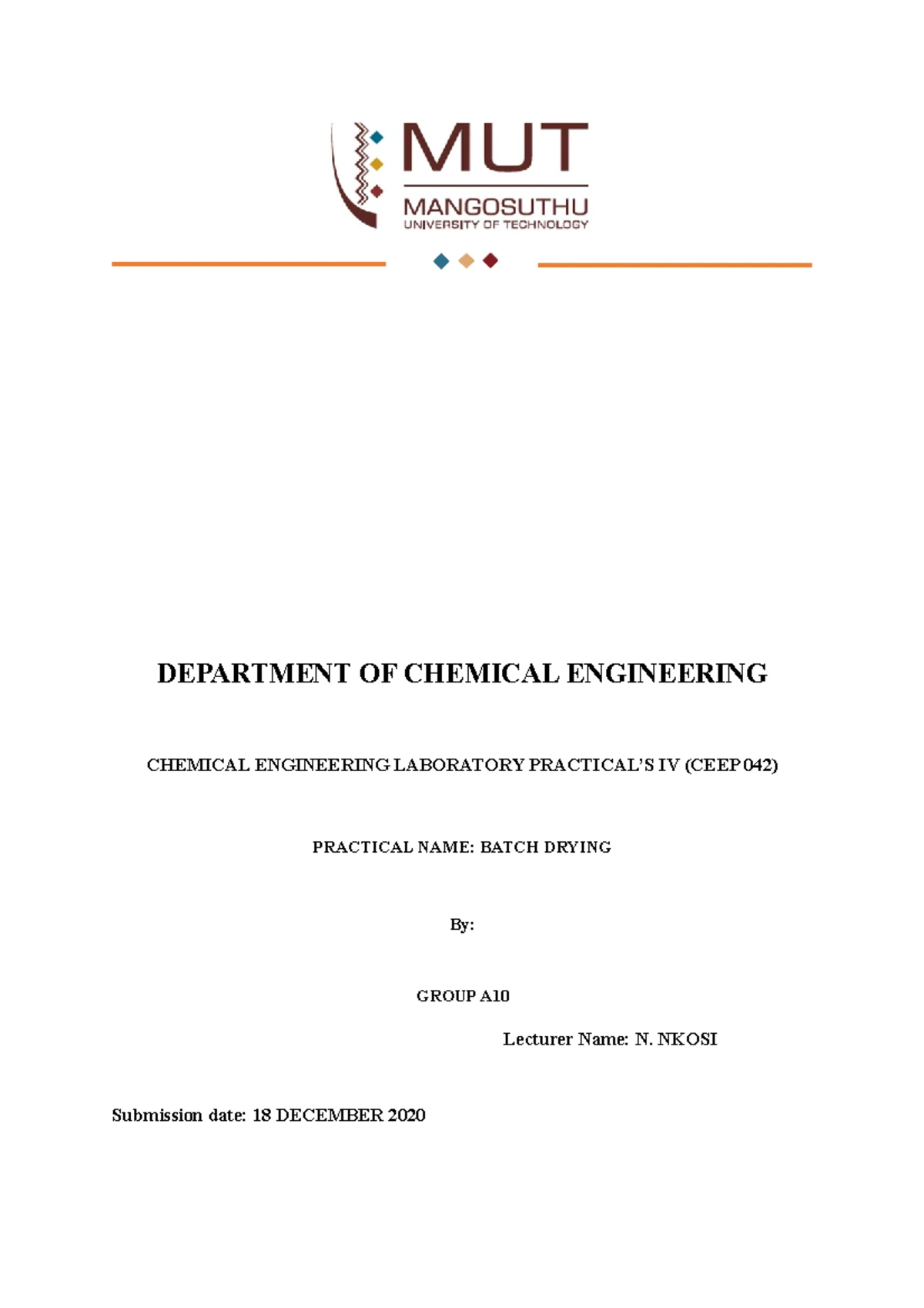 CEEP 042 Practical Report: Distillation Column Efficiency Analysis ...