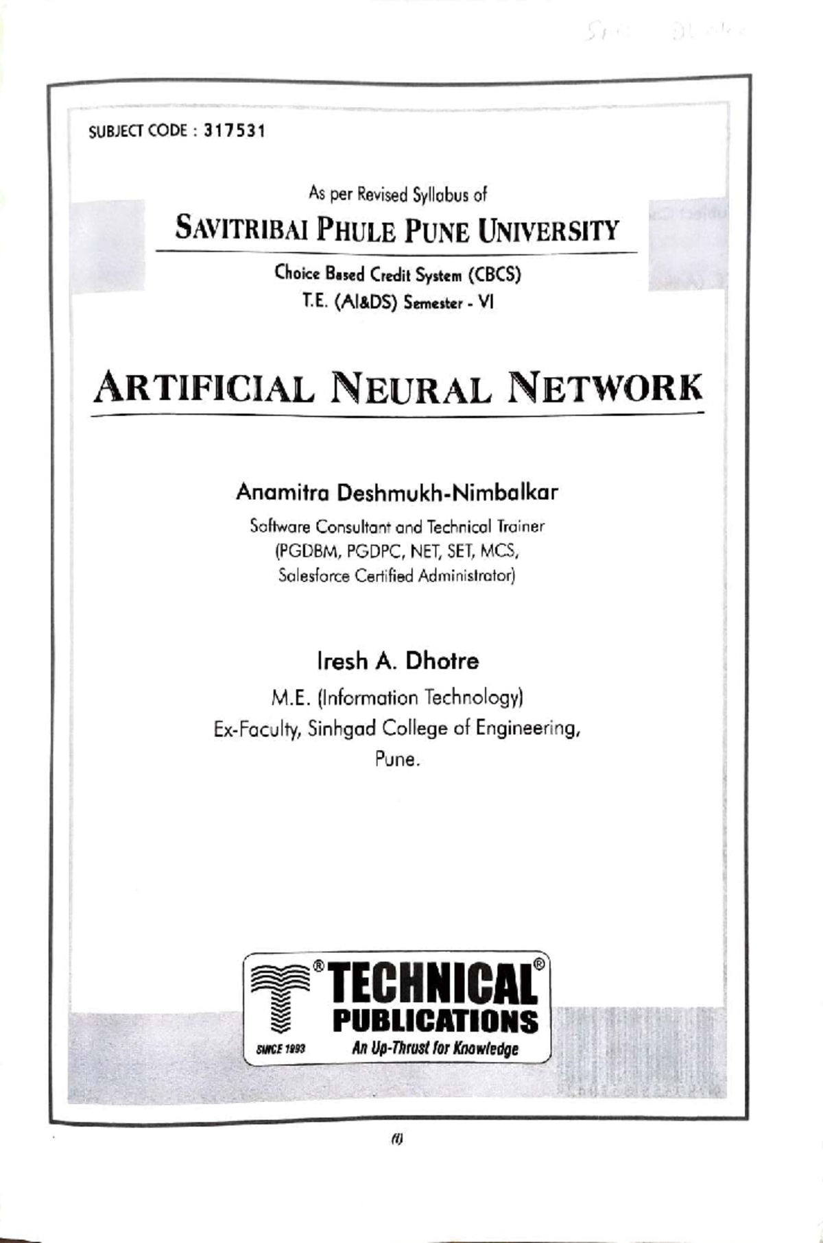 Artificial Neural Network (317531) - Comprehensive Study Guide for T.E ...