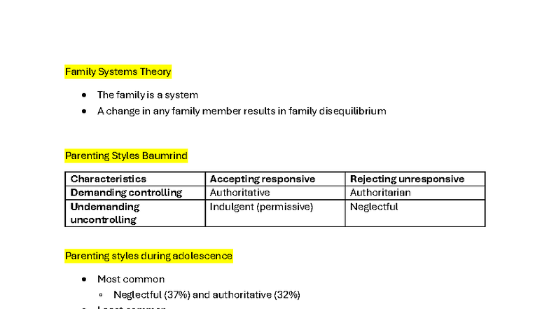 Family Systems Theory & Parenting Styles: Chapter 8 Insights - Studocu