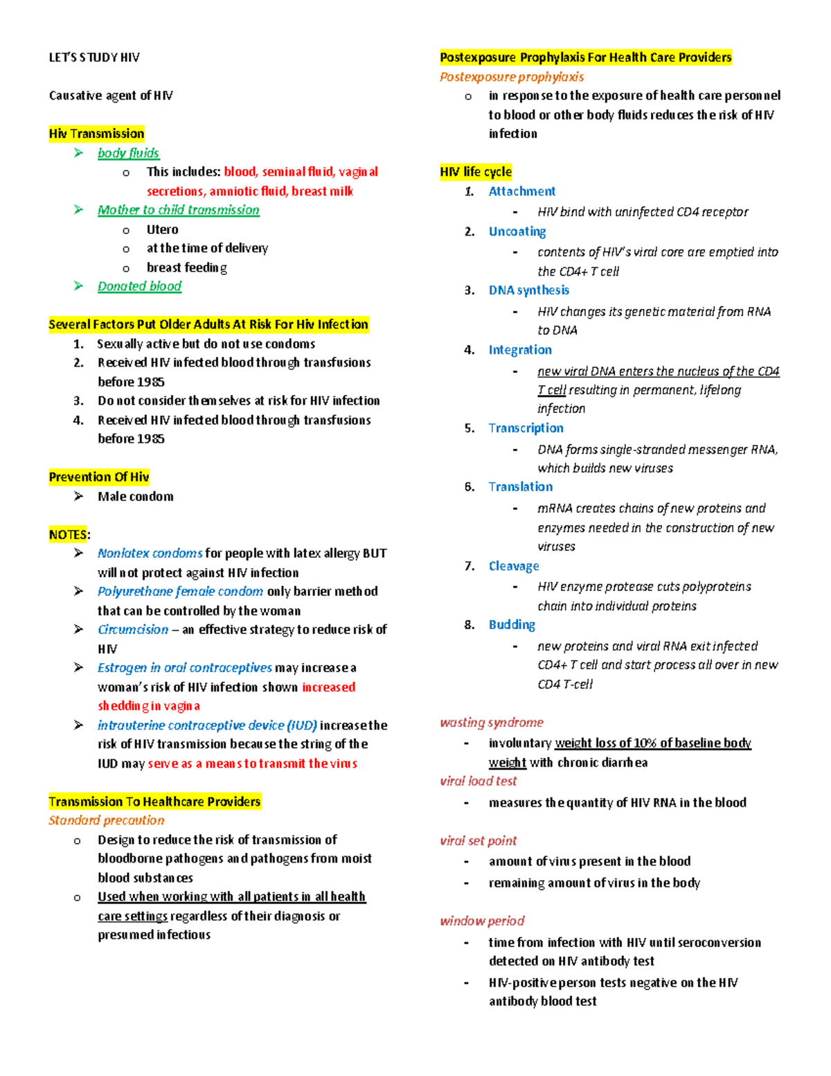 Overview of HIV: Causative Agents, Transmission, and Prevention - Studocu
