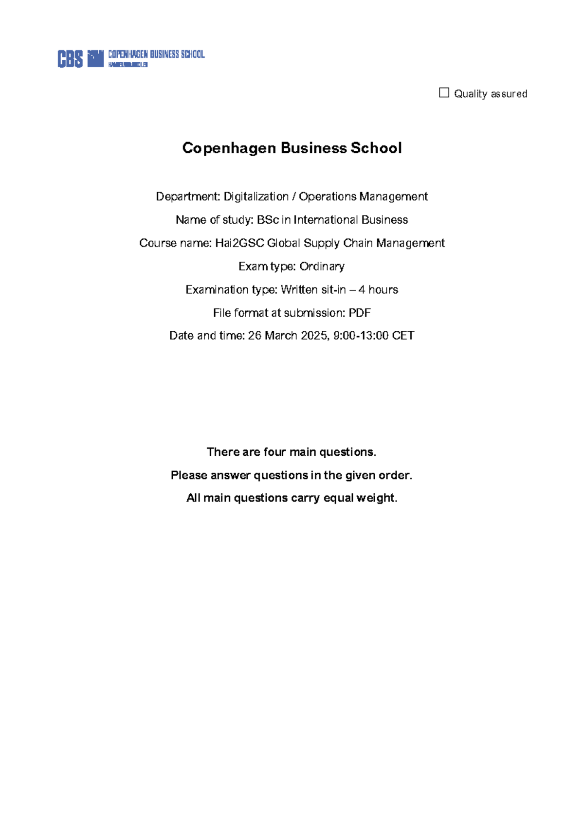 Exam GSCM 2025: Global Supply Chain Management Questions & Answers ...
