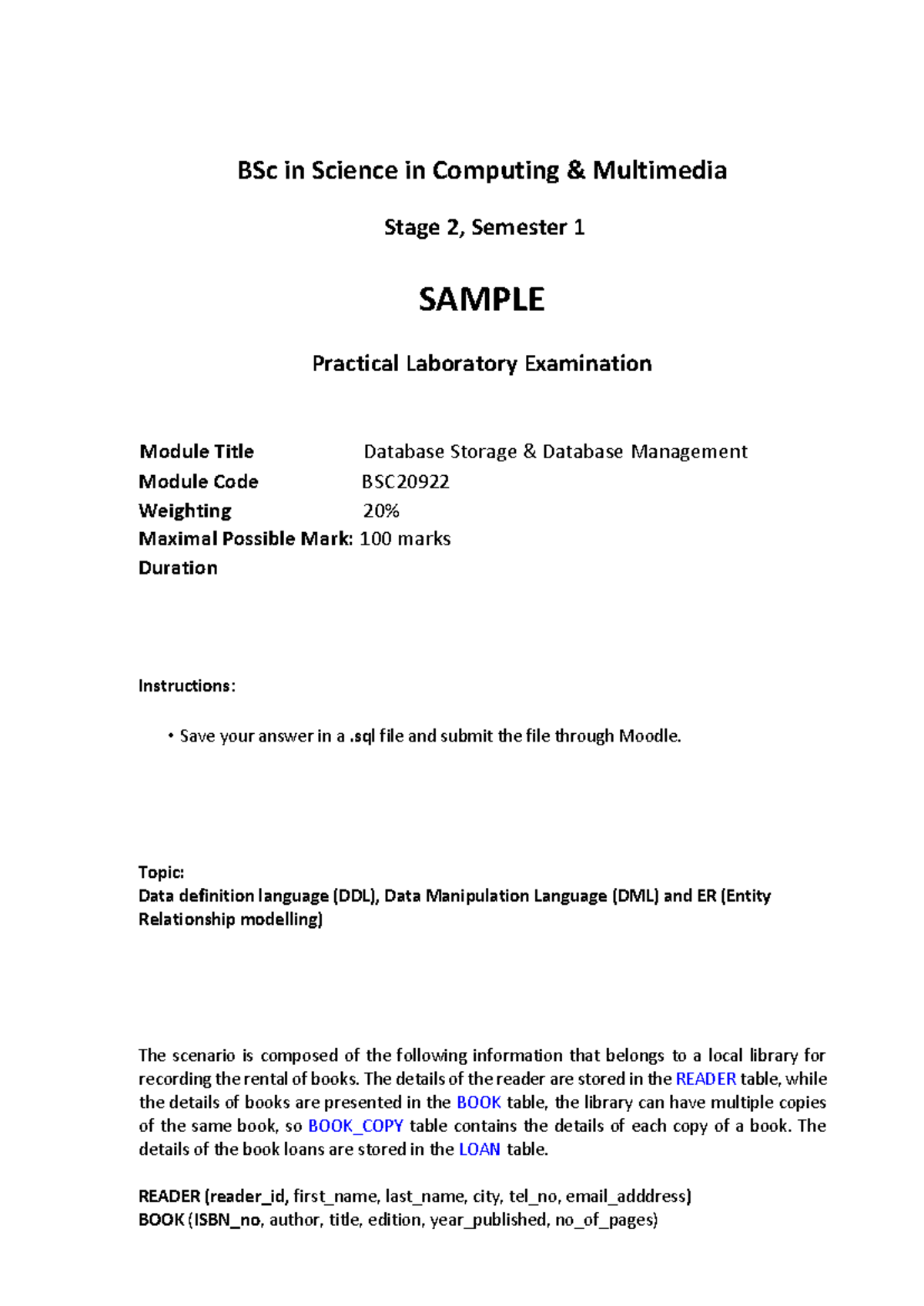 BSC Coursework Notes: DDL & DML for Library Database Management - Studocu
