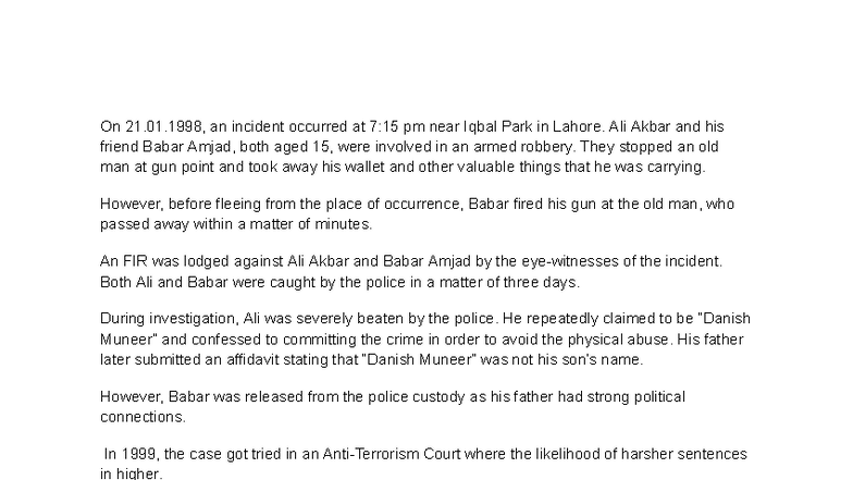 Ali Akbar v State: Case Facts & Legal Implications - Studocu