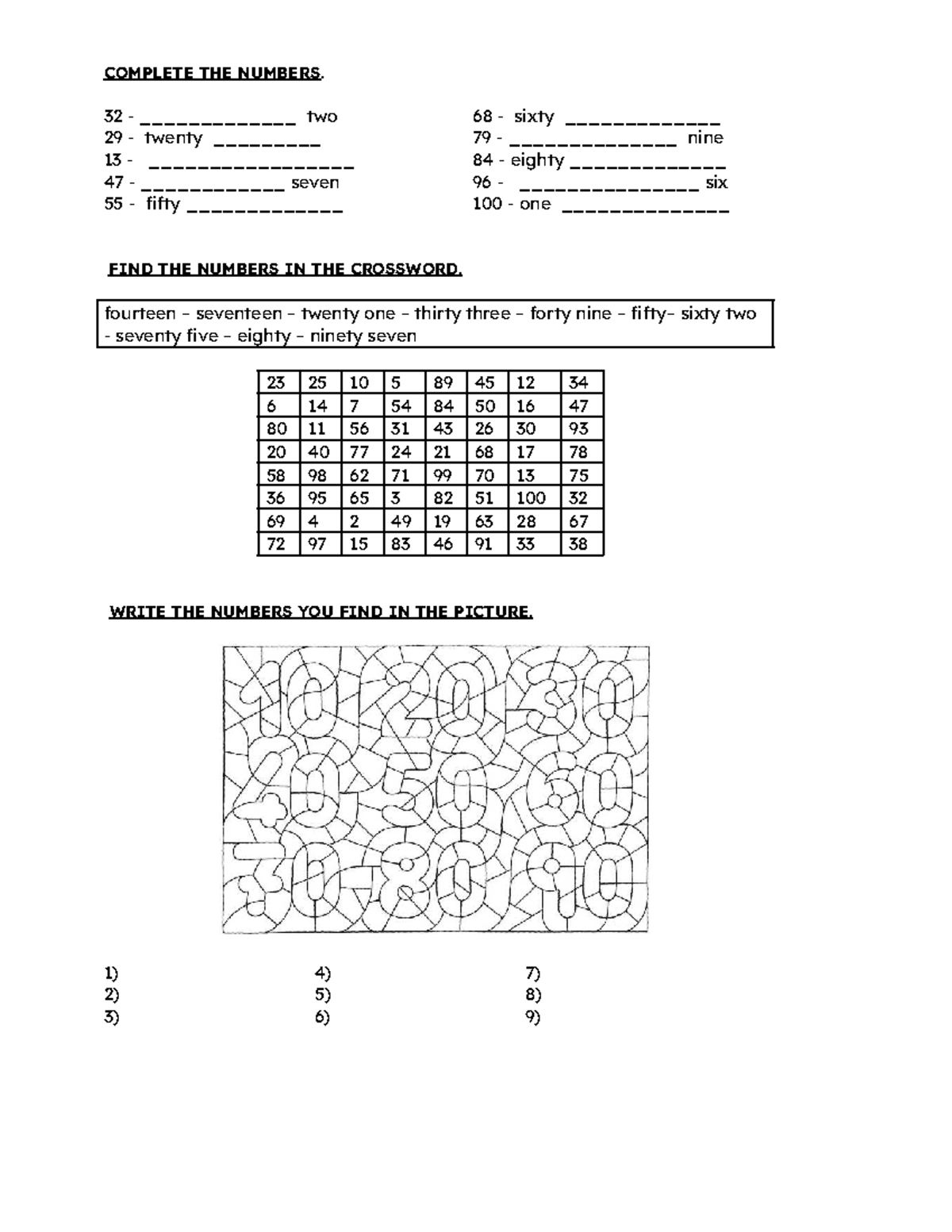 COMPLETE THE NUMBERS: Basic Content for 1st Year Secondary - Studocu