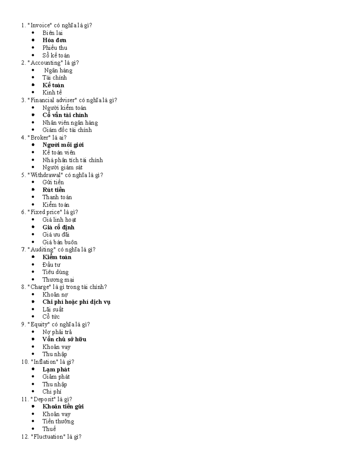 Học Từ Vựng Tài Chính - E4 - Bài Tập 2 - Ghi Chép - Studocu