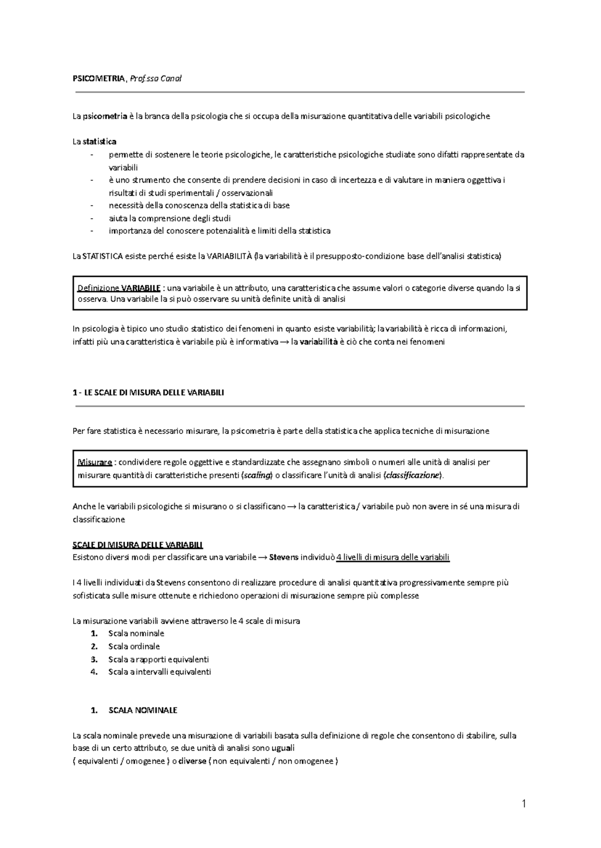 Psicometria - Appunti Completi di Lezione e Analisi Statistica - Document Preview