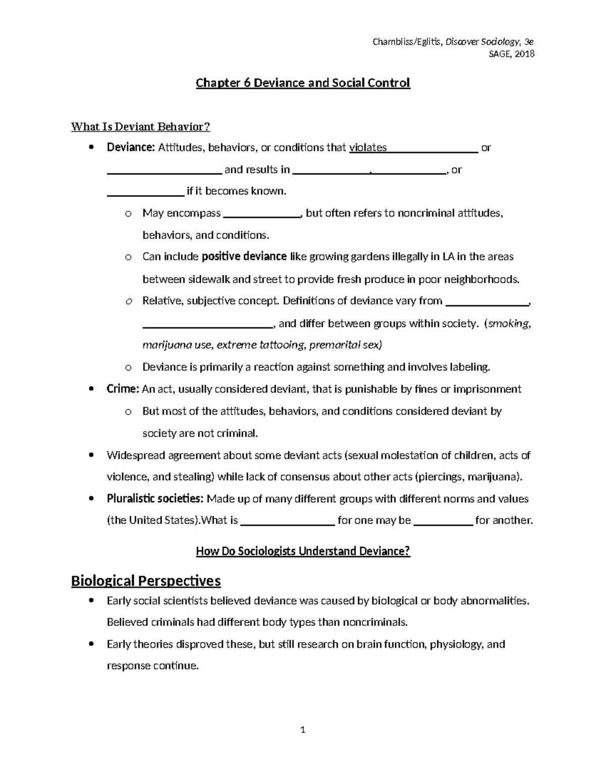 Ch 6 Deviance notes Student summer - SAGE, 2018 Chapter 6 Deviance and ...