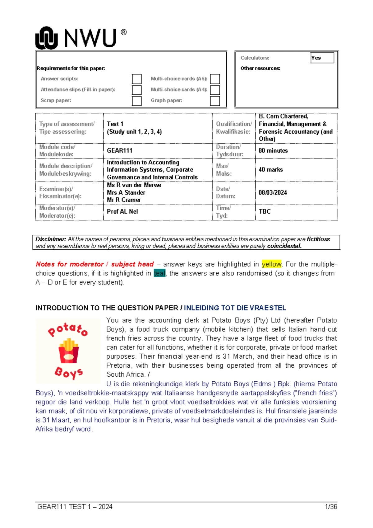 ACCC 122 2024 Class Test 1: Manufacturing & Financial Statements - Studocu