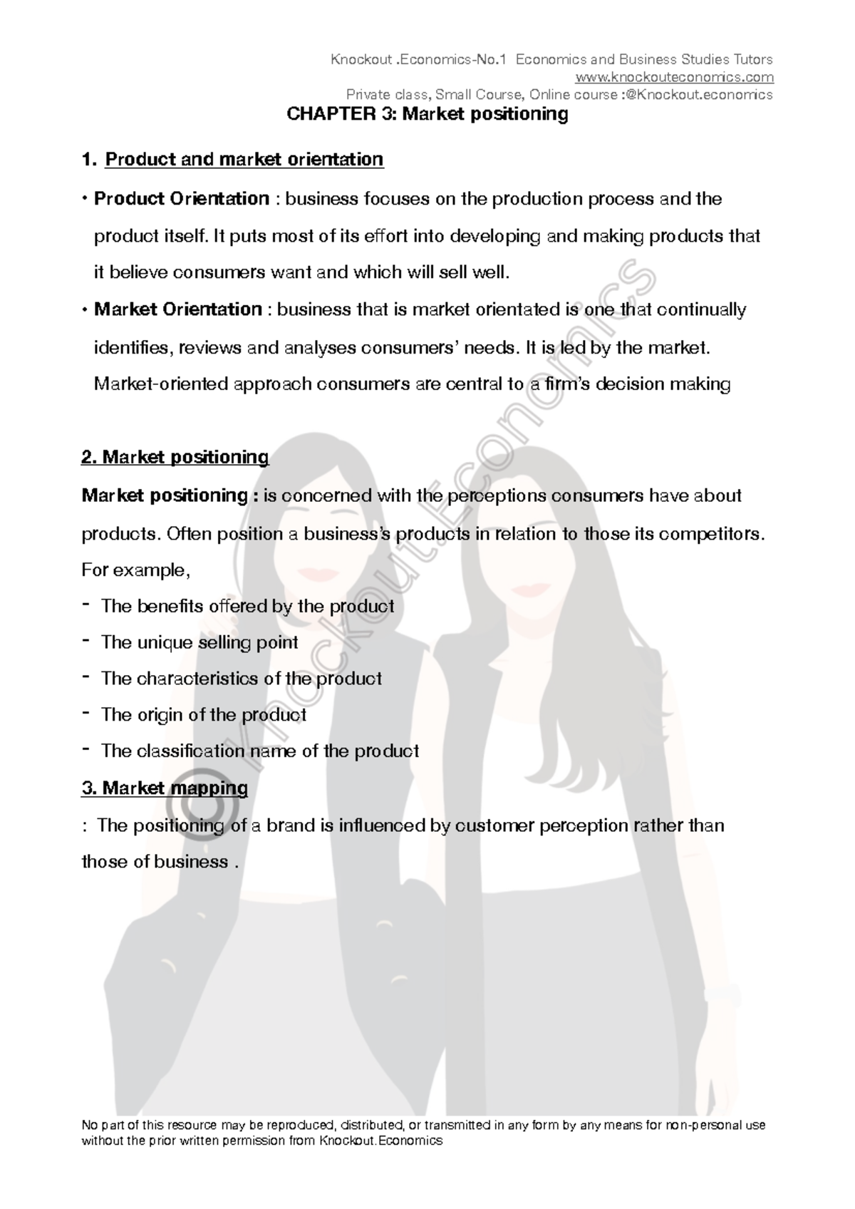 Knockout Economics & Business Studies: Chapter 3 - Market Positioning ...