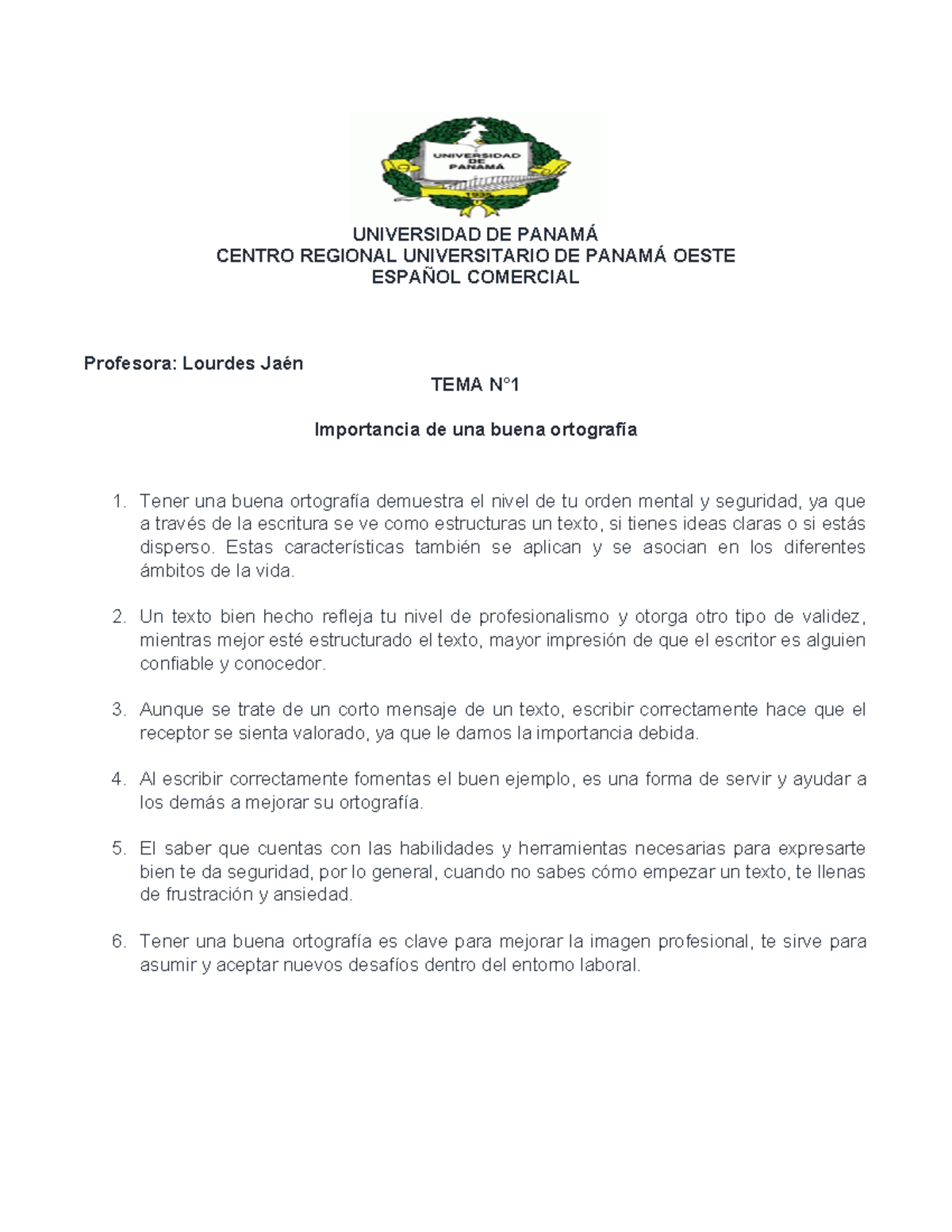 TEMA 1 - Importancia de Ortografía y Redacción en Español Comercial -  Studocu, image size:1200x1553