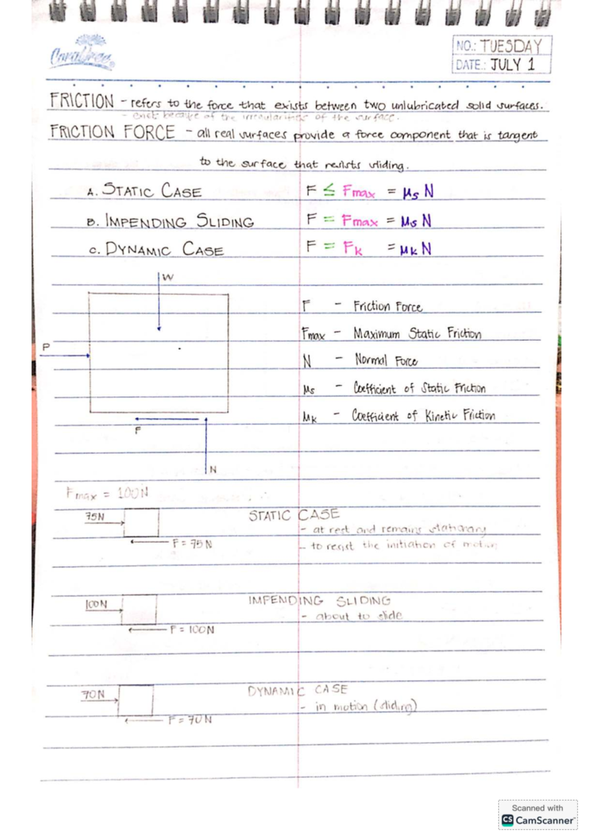 P6-2nd3xm - LECTURE NOTES on Friction, Dynamics, and Kinematics - Studocu