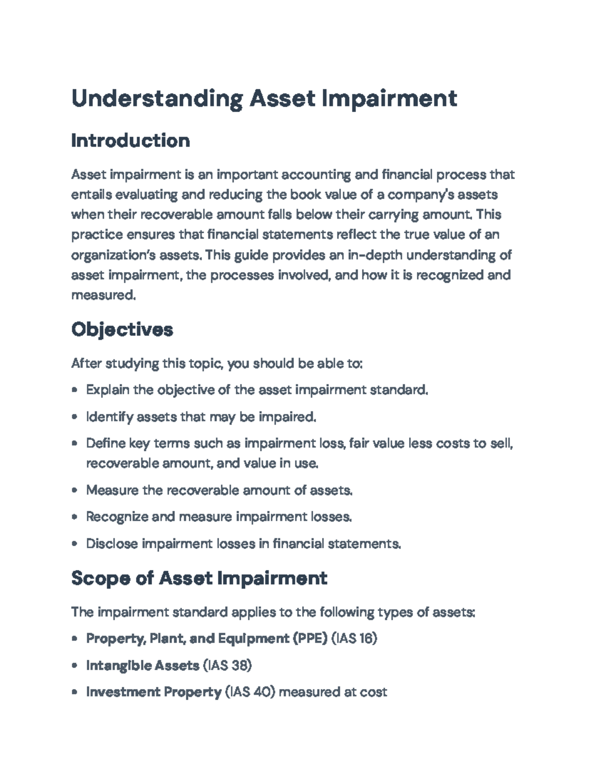 Understanding Asset Impairment: Key Concepts and Measurement (ACC 101 ...