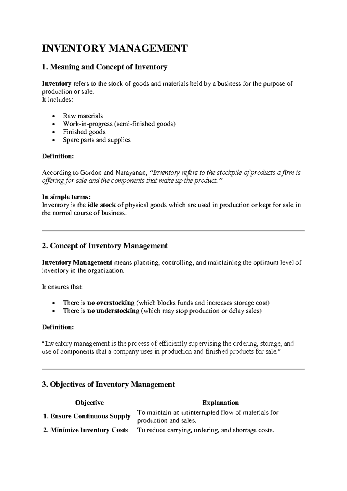 Module 4 - Inventory Management: Concepts, Objectives, and Control ...