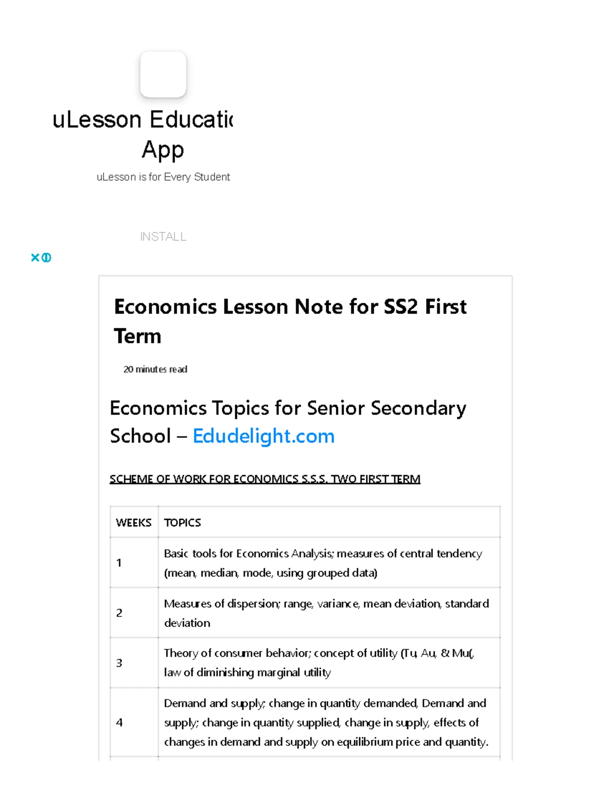 Economics Lesson Note For SS2 (First Term) 2022 - close fullscreen save ...