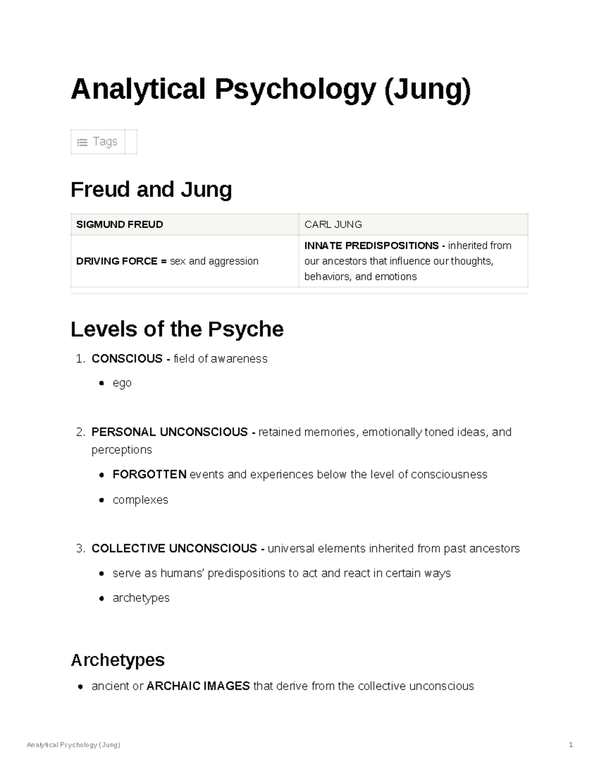 Analytical Psychology: Jung's Concepts and Theories (PSY 101) - Studocu