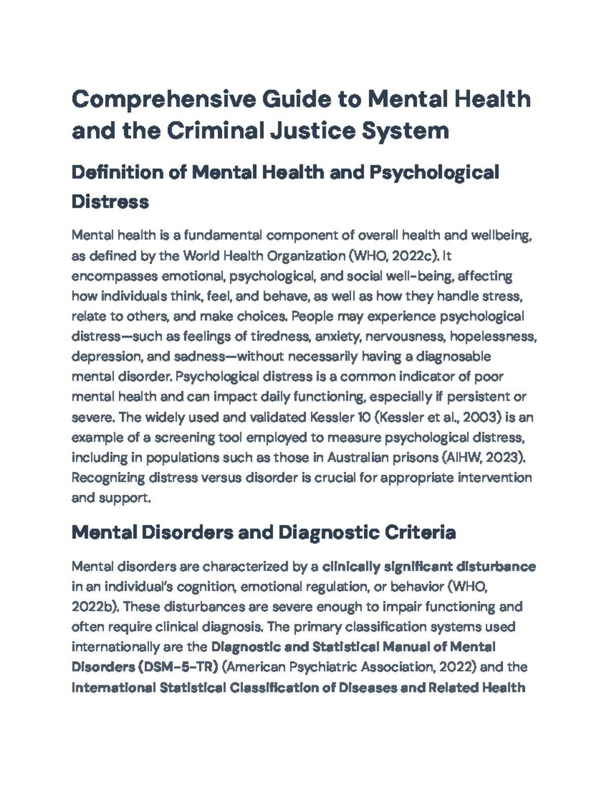 Comprehensive Analysis of Mental Health in the Australian Justice ...