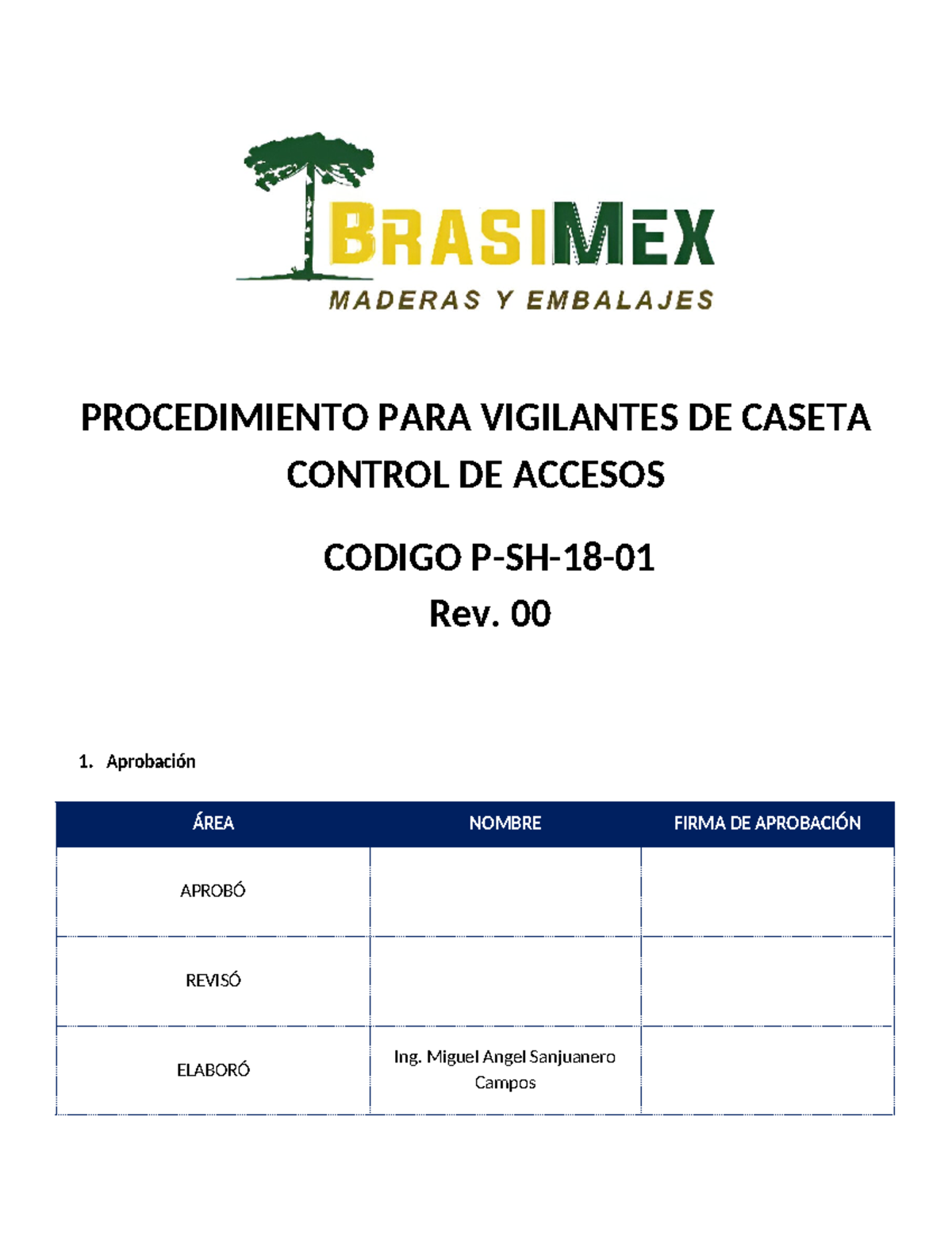 Procedimiento de Vigilancia para Control de Accesos - Rev. 00 - Studocu