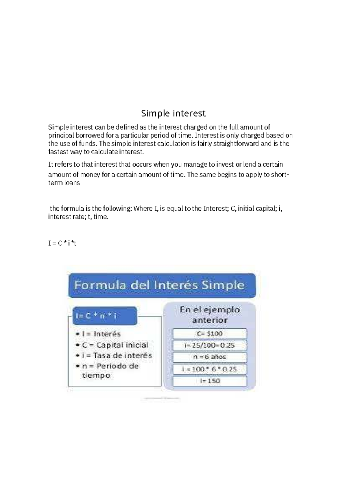 Mathematics of Simple Interest: Financial Activity in English - Studocu