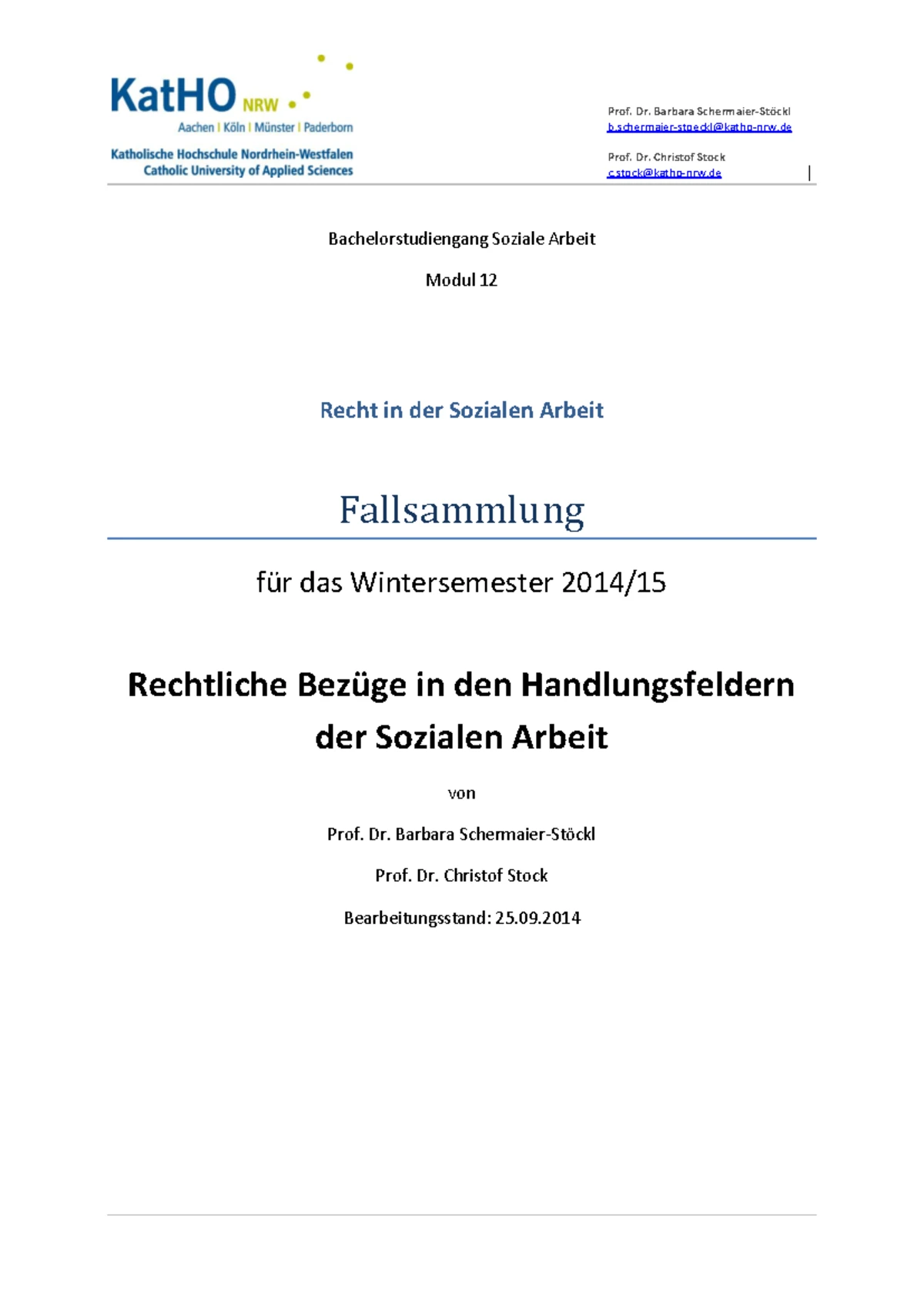 Recht Der Sozialen Arbeit Recht Soziale Arbeit Fallsammlung - | Prof. Dr. Barbara Schermaier