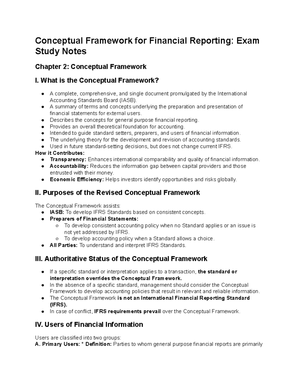 Revised CF (Chapter 2) - Exam Study Notes on Financial Reporting - Studocu