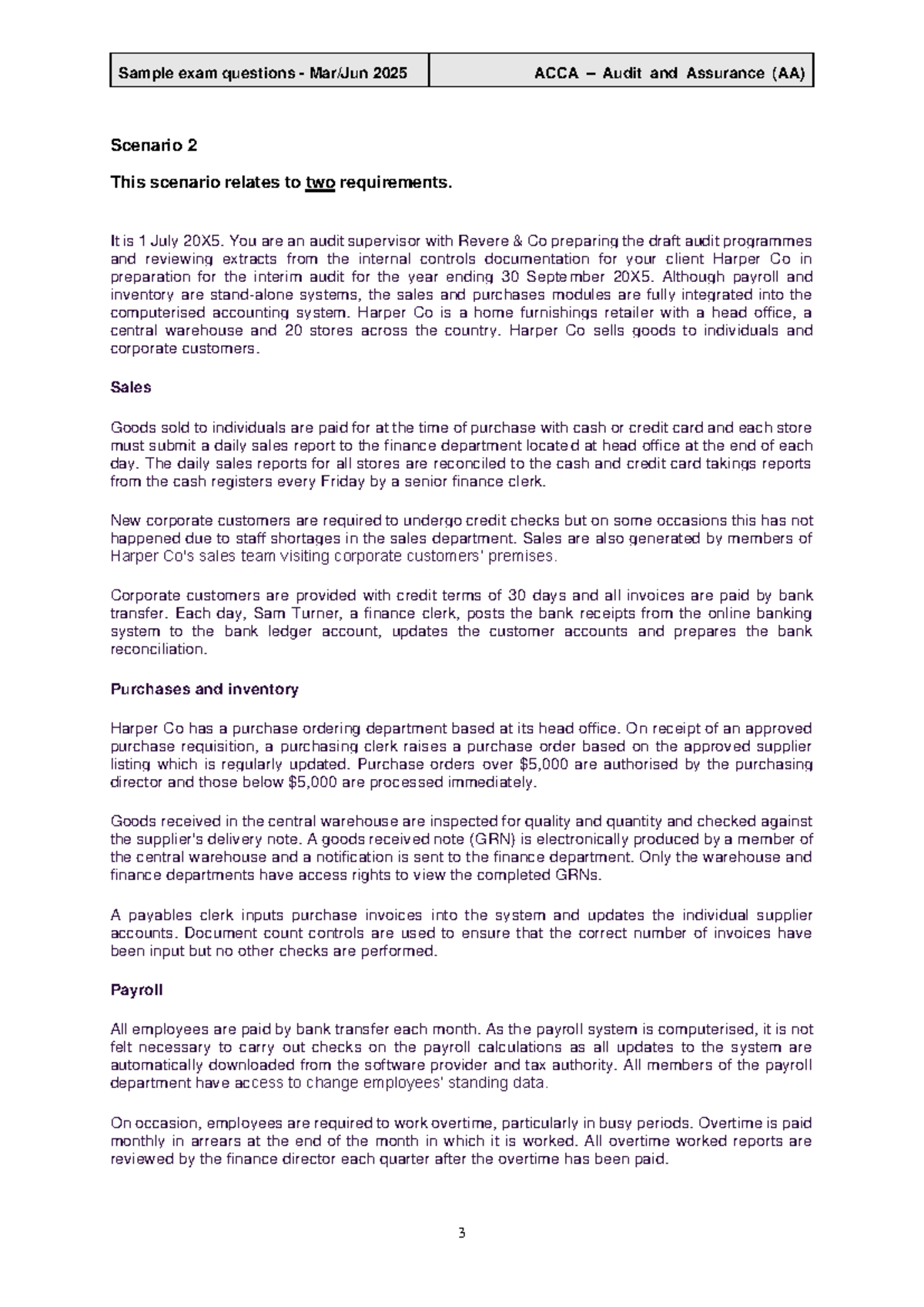 ACCA Audit and Assurance (AA) Sample Exam Questions 2025 - Studocu