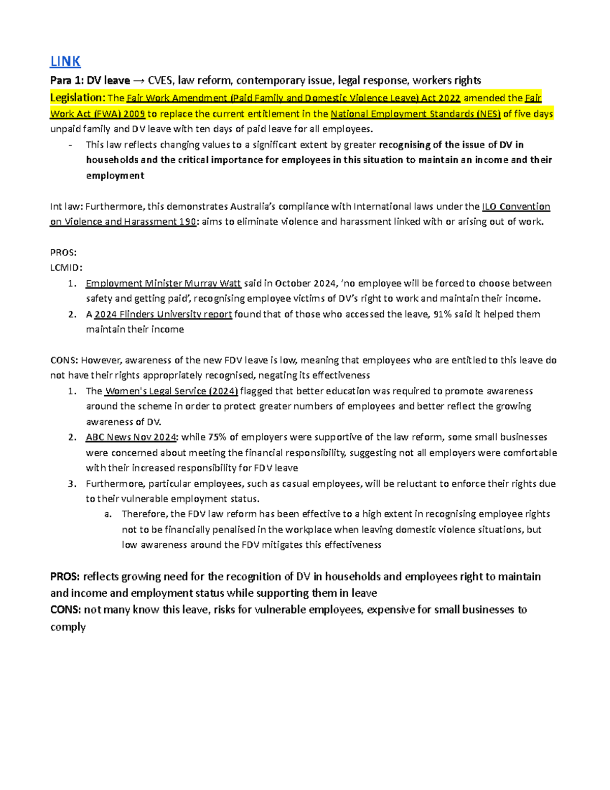 Workplace LCMID: Legal Reforms on DV Leave, SH, and Bullying Rights ...
