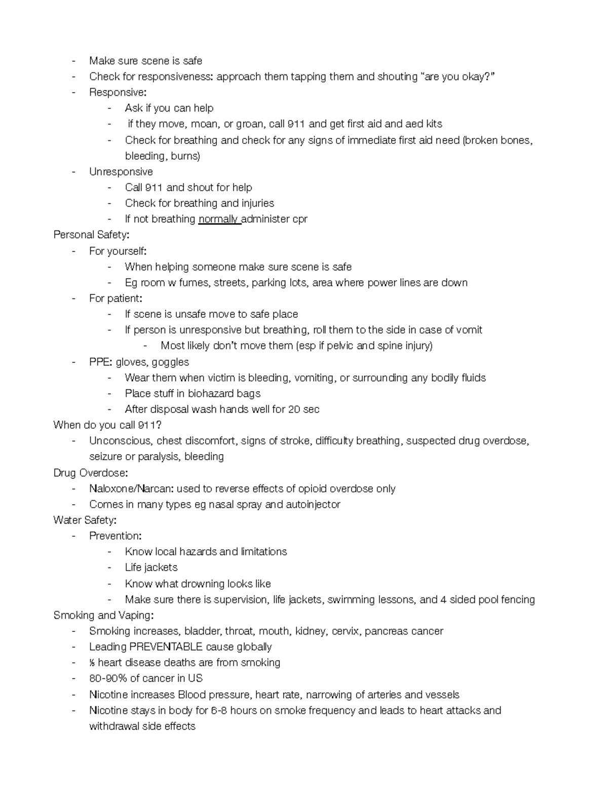 HOSA Notes: First Aid & CPR Guidelines for Emergencies - Studocu