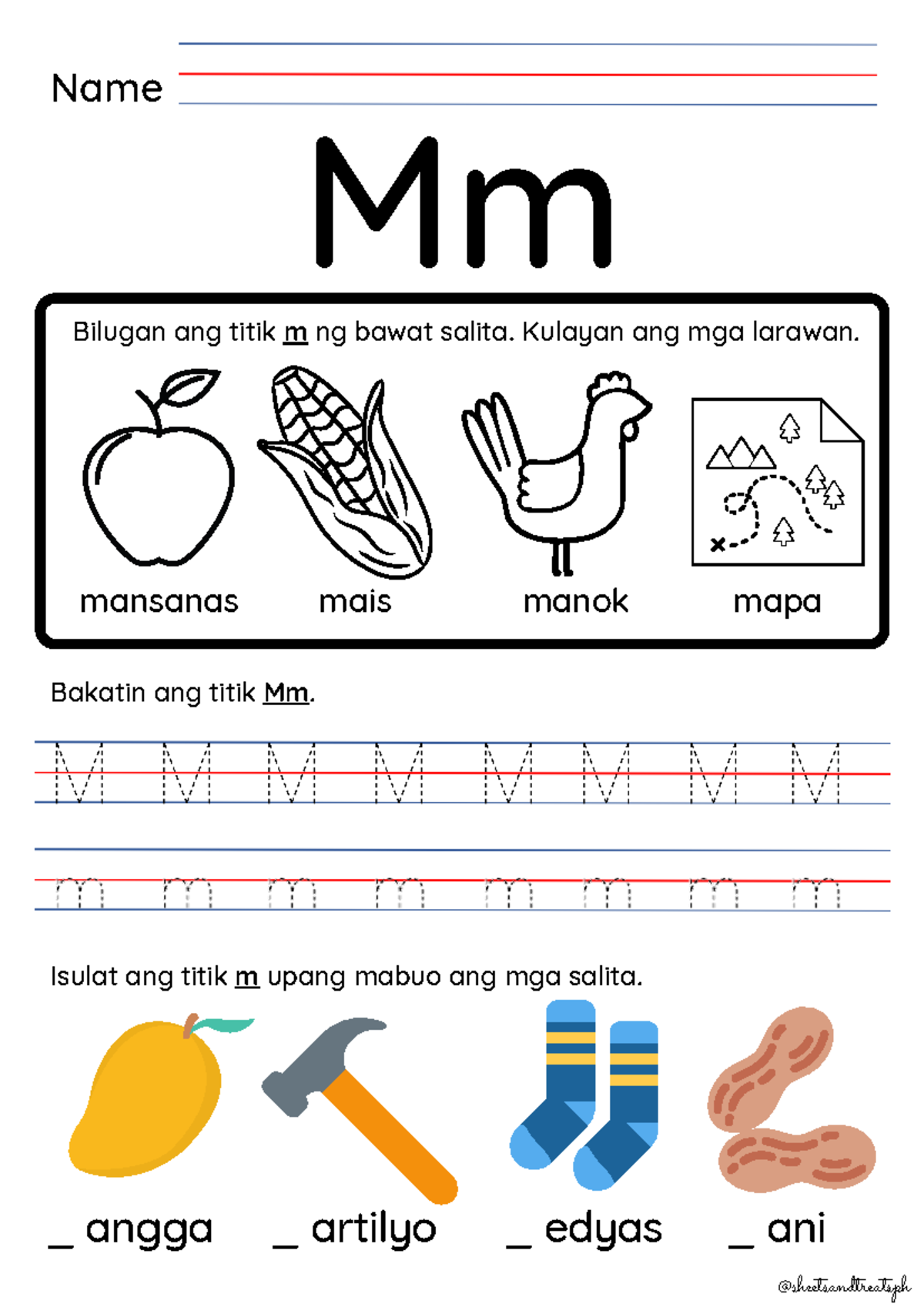 Letter M Worksheets For Kindergarten Tagalog