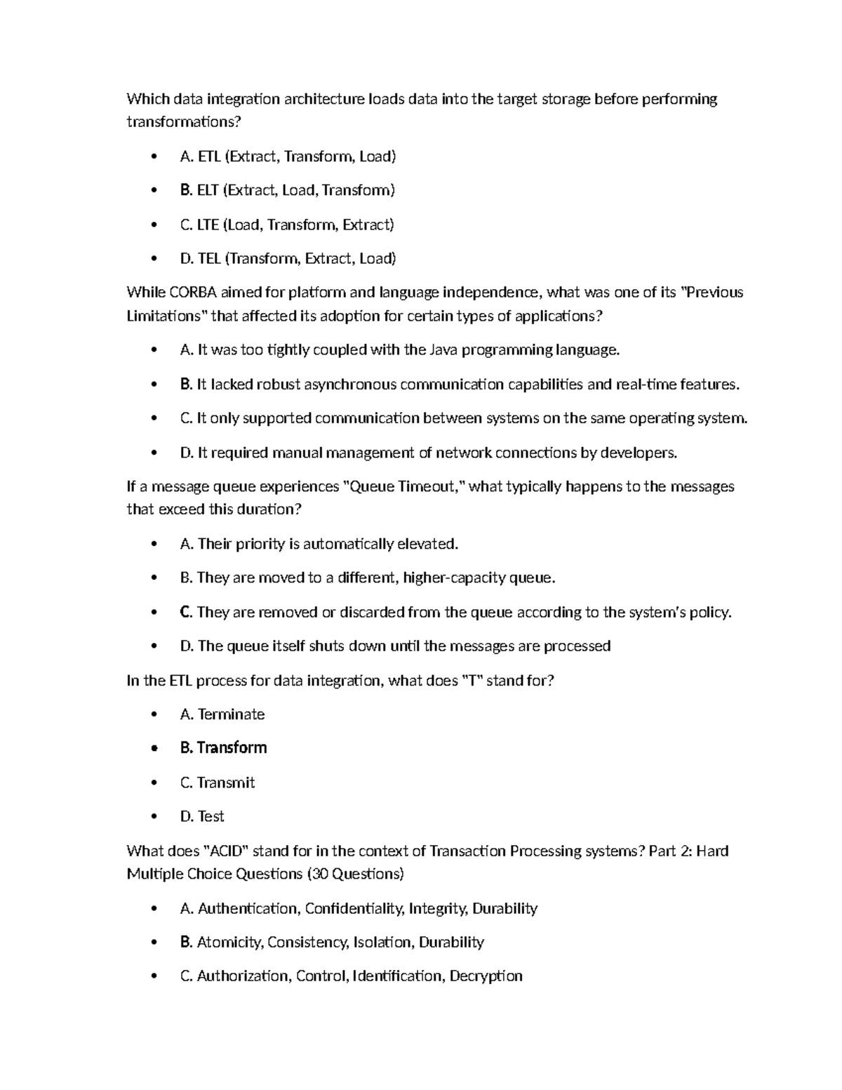 Test 1 - Quiz on System Integration Concepts (Course Code: SI101) - Studocu