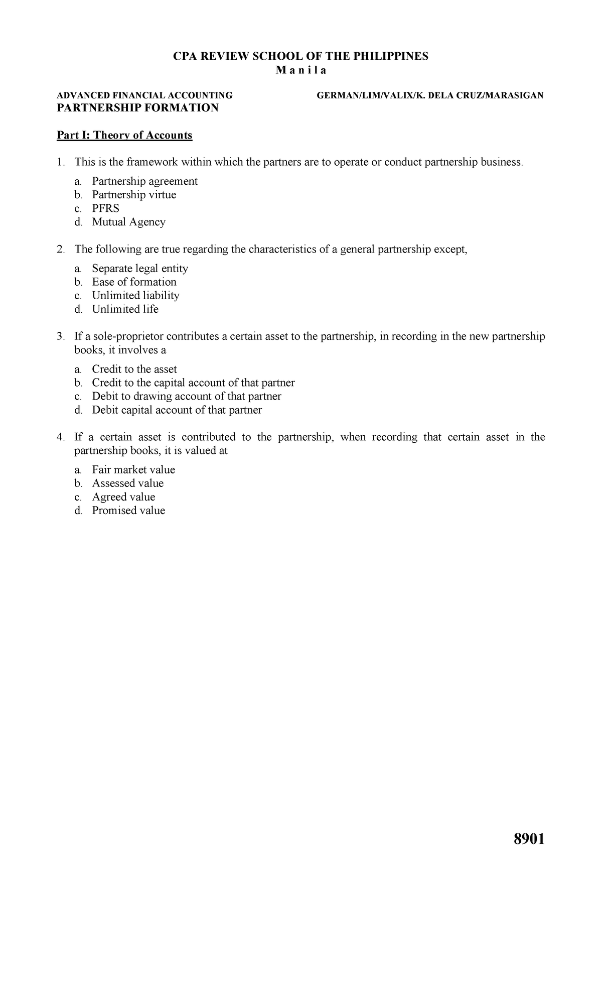 Partnership Formation Notes for AFAR: Advanced Financial Accounting ...