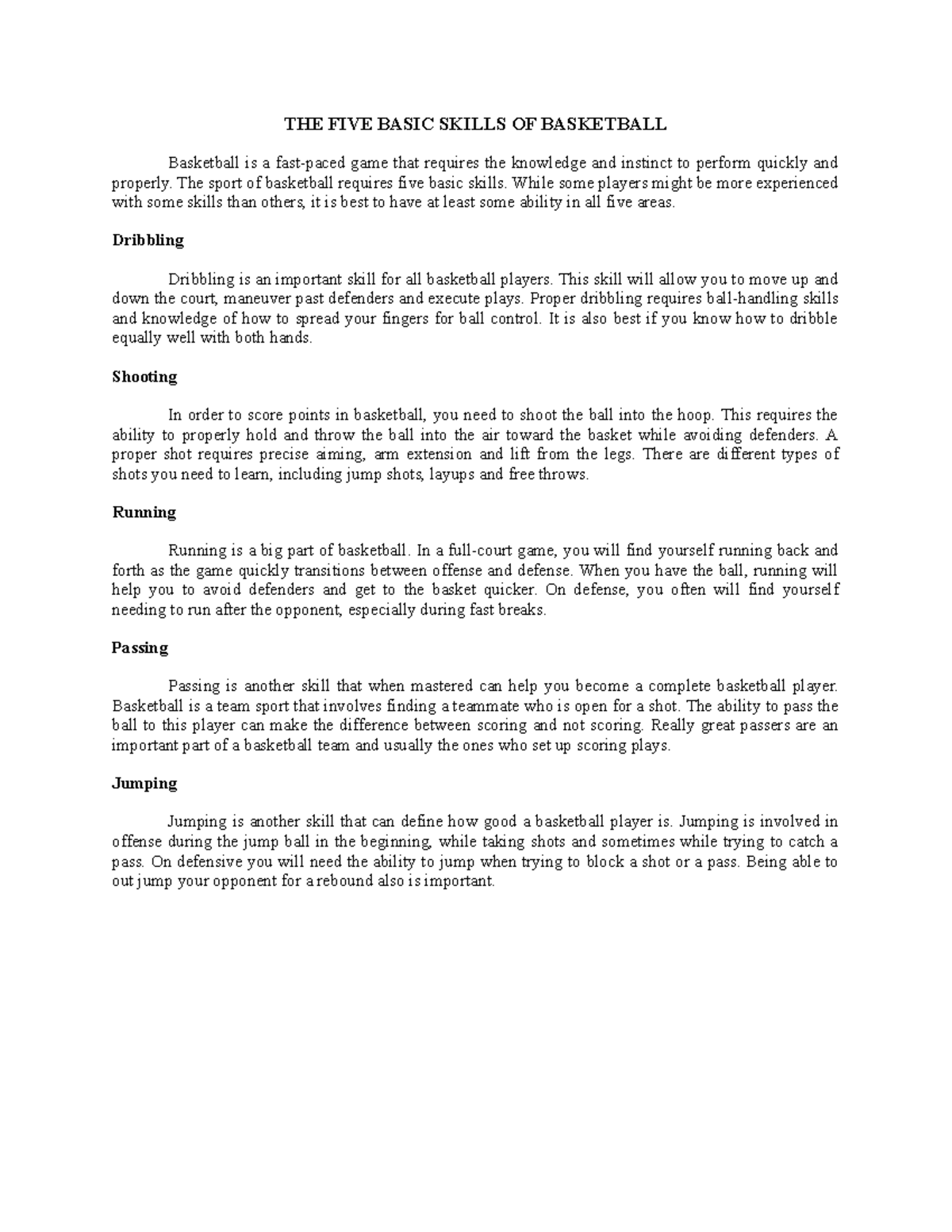 What Are The Basic Skills In Basketball