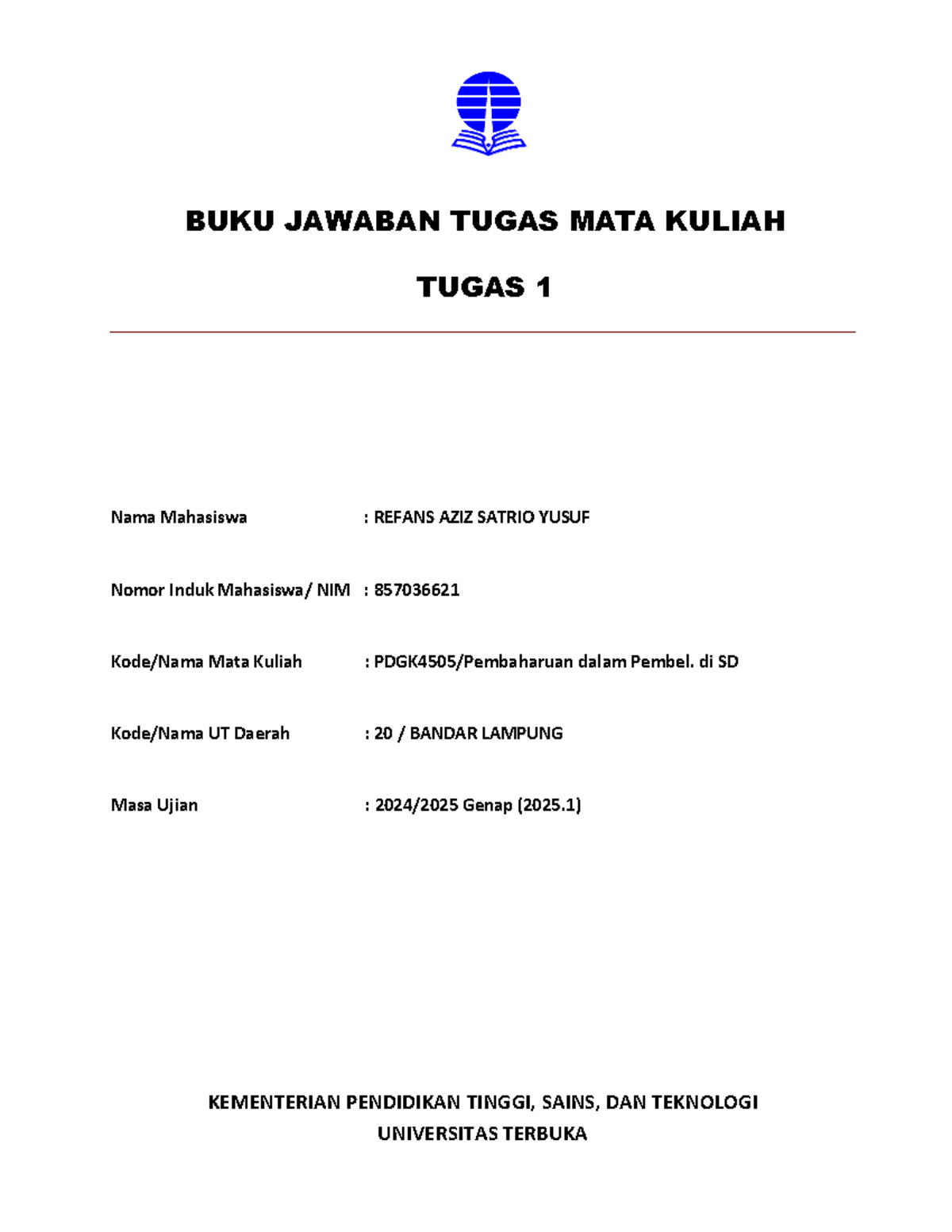 TMK 1: Pembaharuan dalam Pembelajaran di SD oleh Refans Aziz Satrio ...