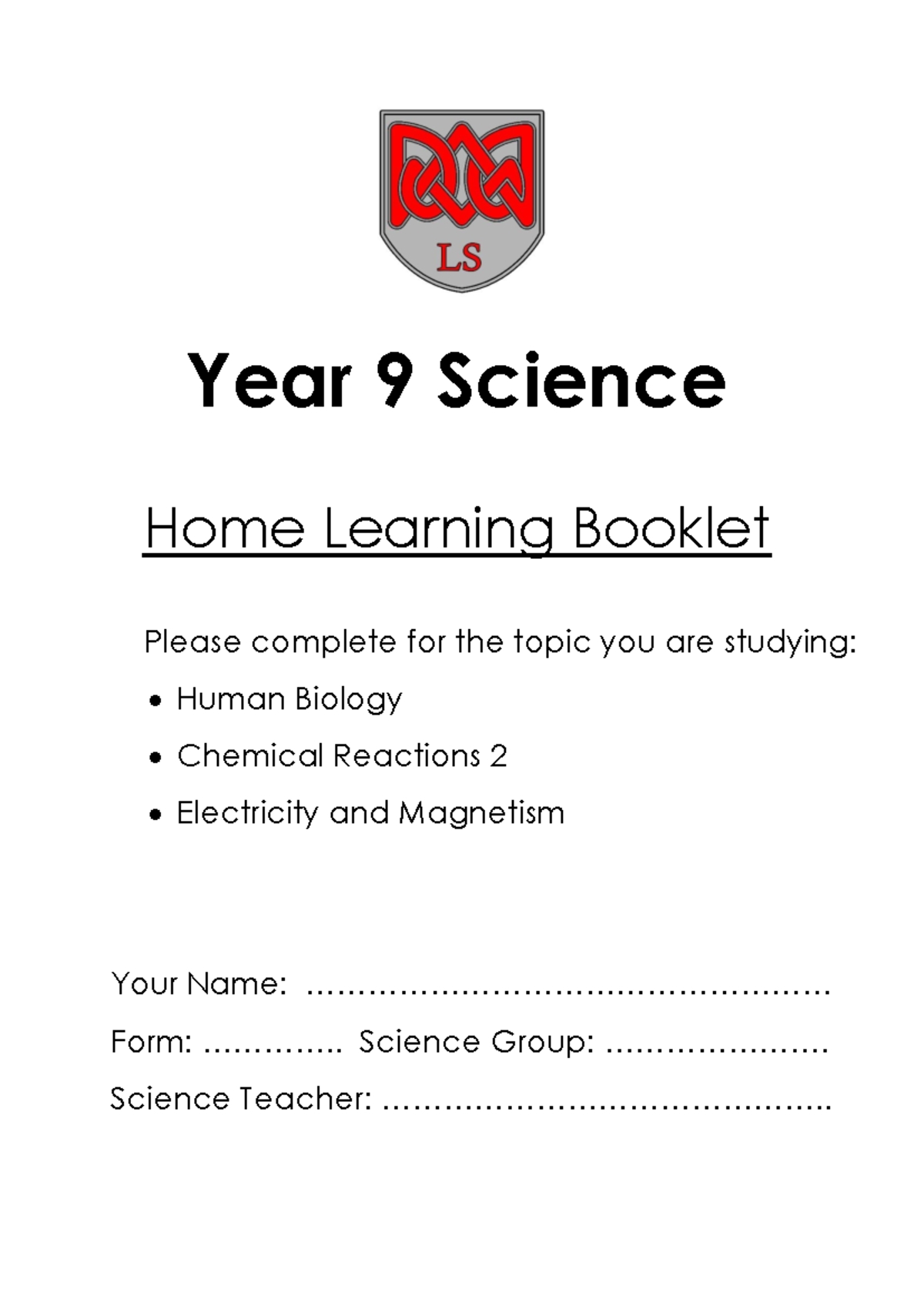 Year 9 Science Home Learning Booklet: Human Biology & Electricity - Studocu