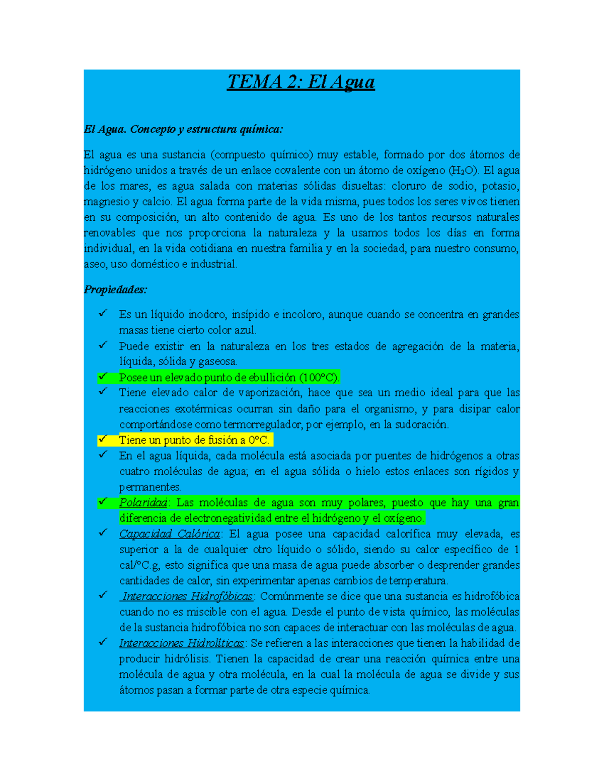 TEMA 2: El Agua en Morfofisiología I - Propiedades y Funciones - Document Preview