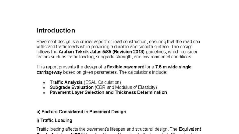PBL ECS338 Flexible Pavement Design Report Based on Arahan Teknik Jalan ...
