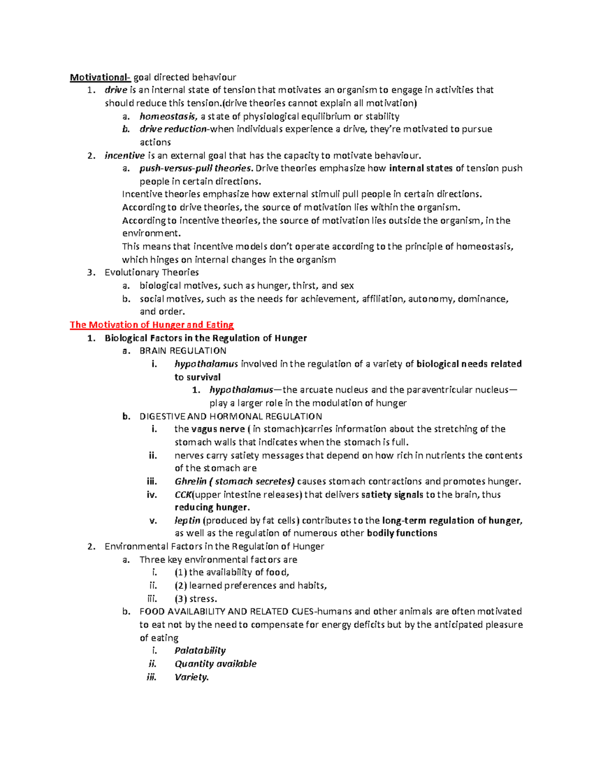 Motivation Notes: Understanding Behavior and Emotion Theories - Studocu