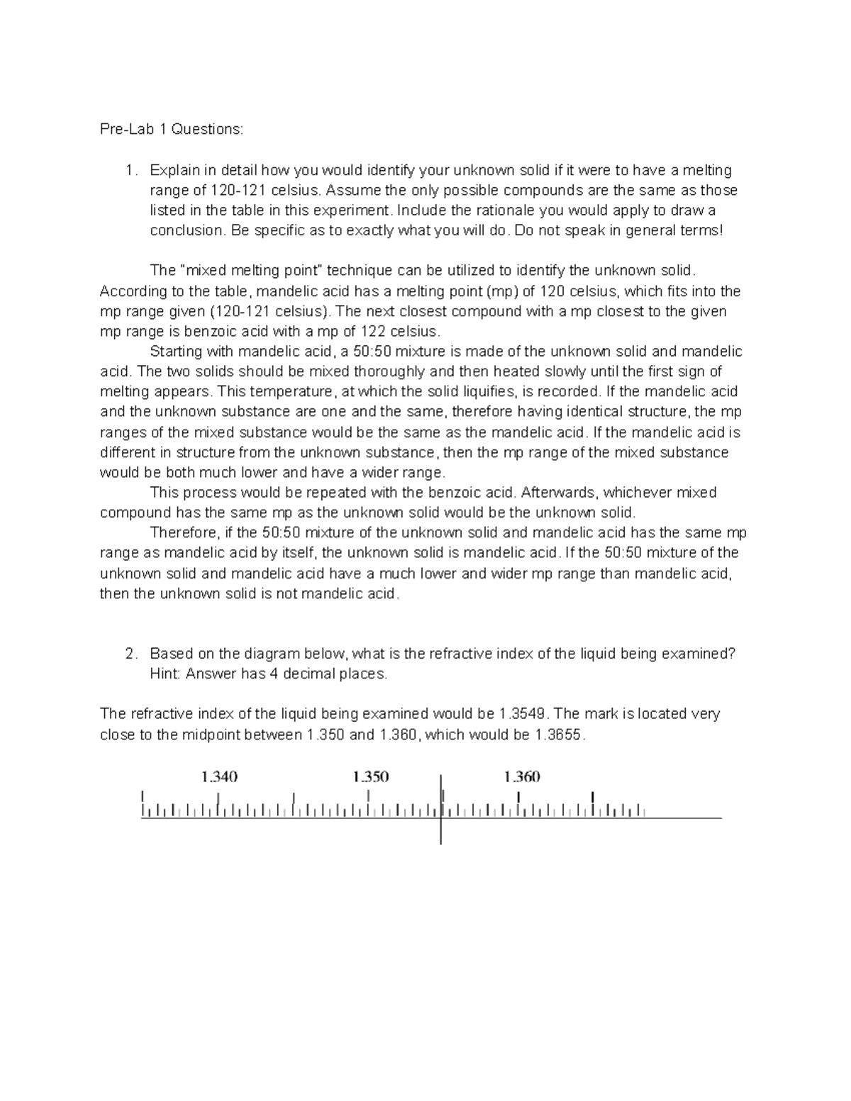 Pre-Lab 1 Questions: Identifying Unknown Solids via Melting Point ...